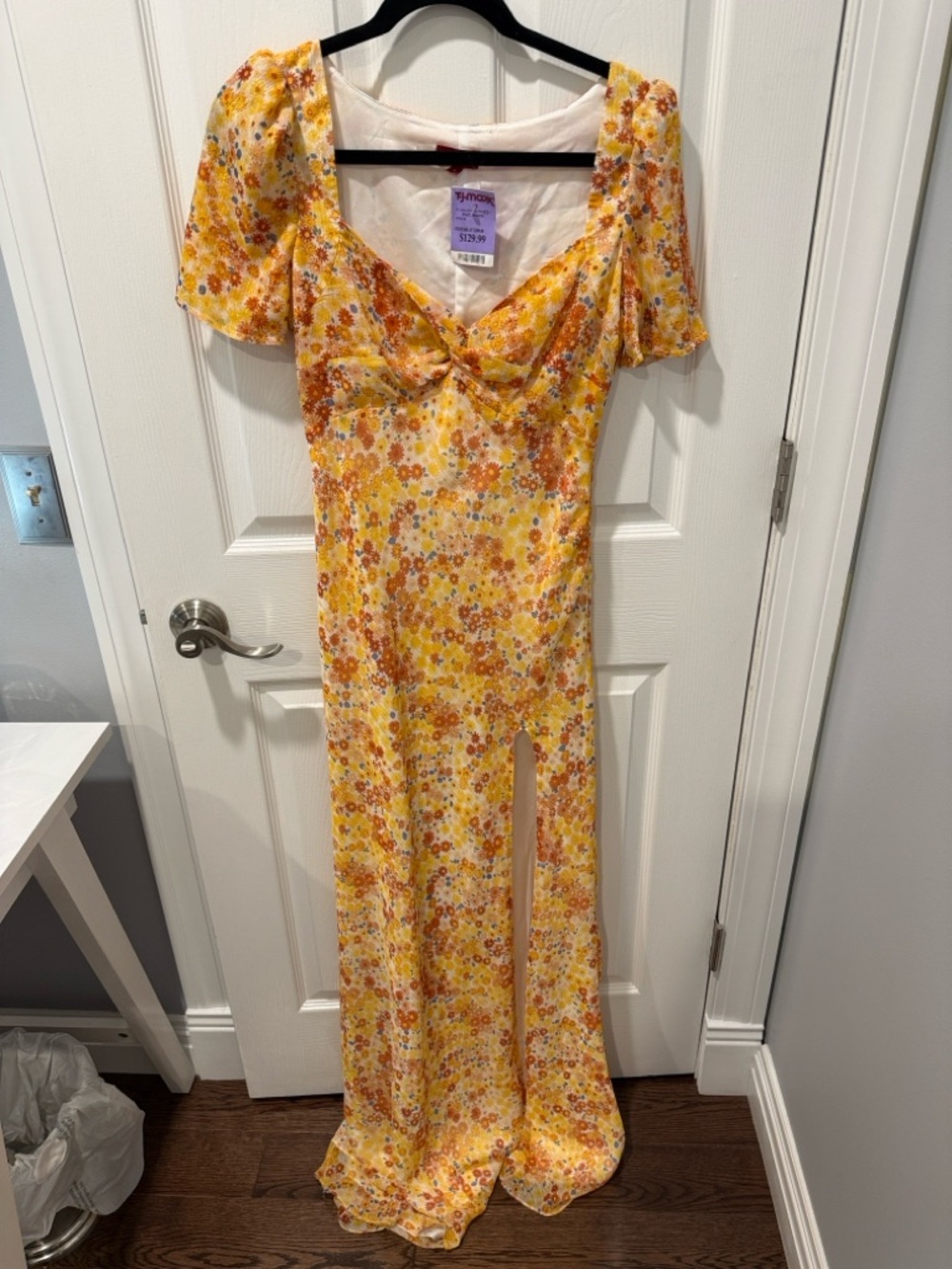STAUD Yellow Floral Maxi Dress with High Side Slit - Picture 2 of 8